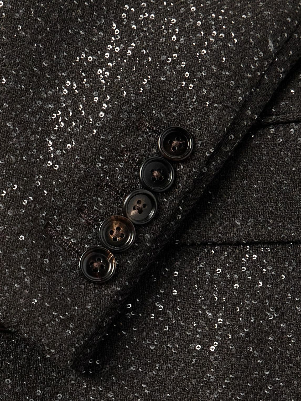TOM FORD - Double-Breasted Sequin-Embellished Wool-Blend Twill Coat - Brown
