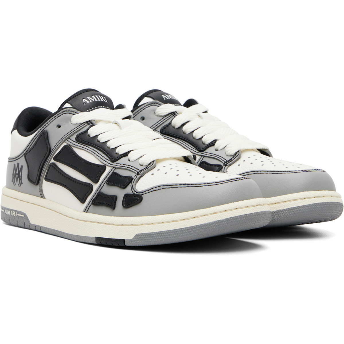 AMIRI Gray & White Varsity Skel-Top Low Sneakers