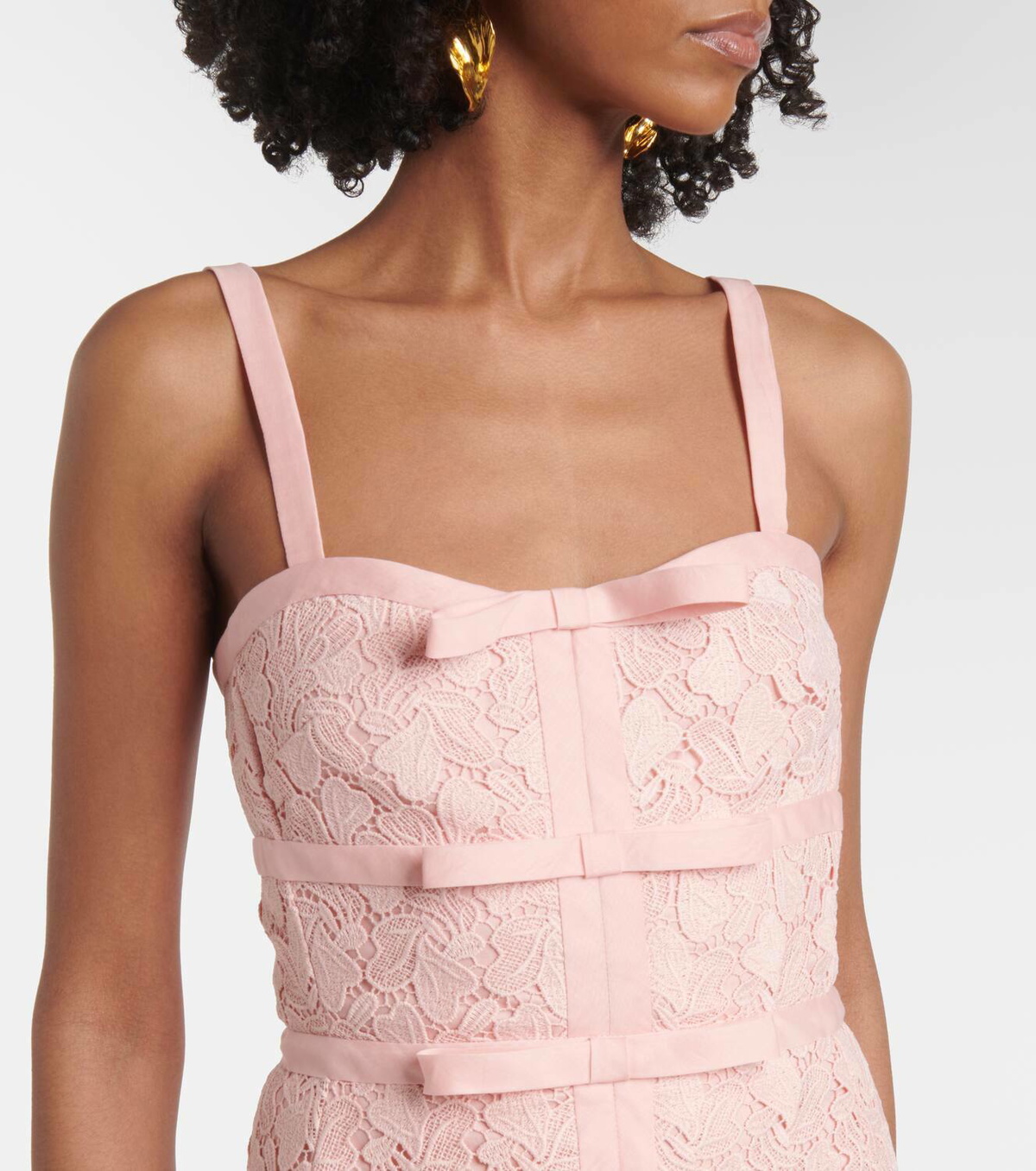 Giambattista Valli Bow-detail macramé midi dress