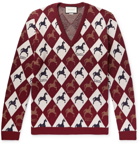 Gucci - Wool-Jacquard Sweater - Men - Burgundy