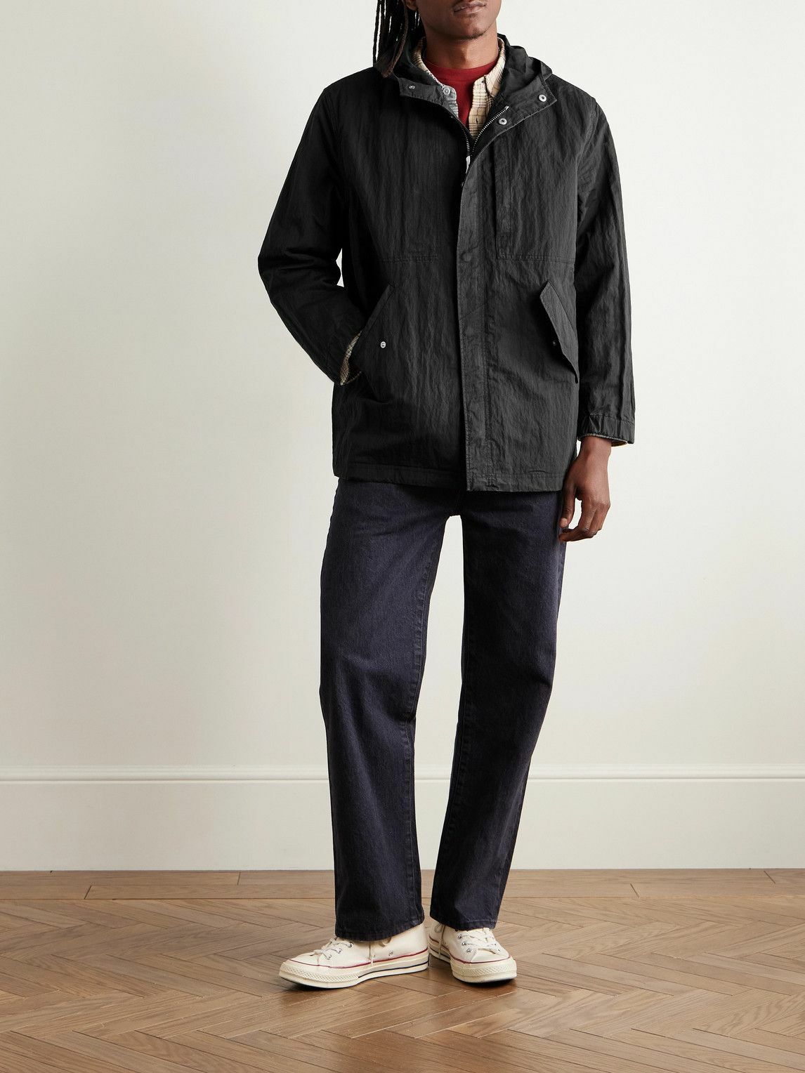 Corridor - M59 Stone-Washed Cotton-Blend Shell Hooded Field Jacket - Black