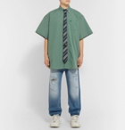 Vetements - Oversized Tie-Trimmed Checked Cotton Shirt - Green