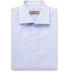 Canali - Cutaway-Collar Striped Cotton Shirt - Blue