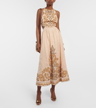 Zimmermann Devi embroidered linen midi dress