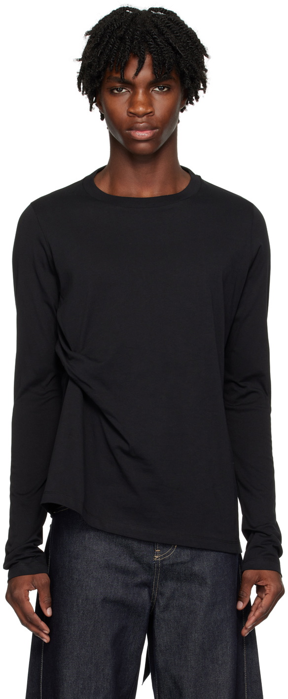Marina Yee Black Tuck Long Sleeve T-Shirt