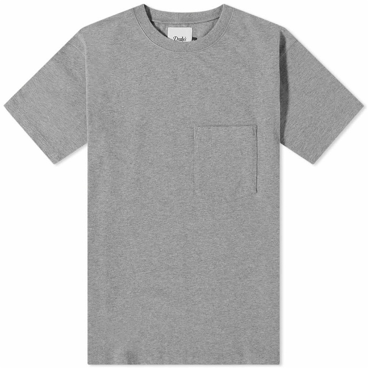 Photo: Drake's Men's Pocket T-Shirt in Grey