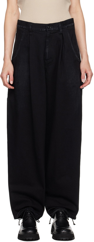 Photo: Y's Black Pleated Jeans