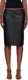 St. Agni Black Pencil Leather Midi Skirt
