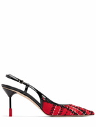 MSGM 75mm Leather & Tartan Slingbacks