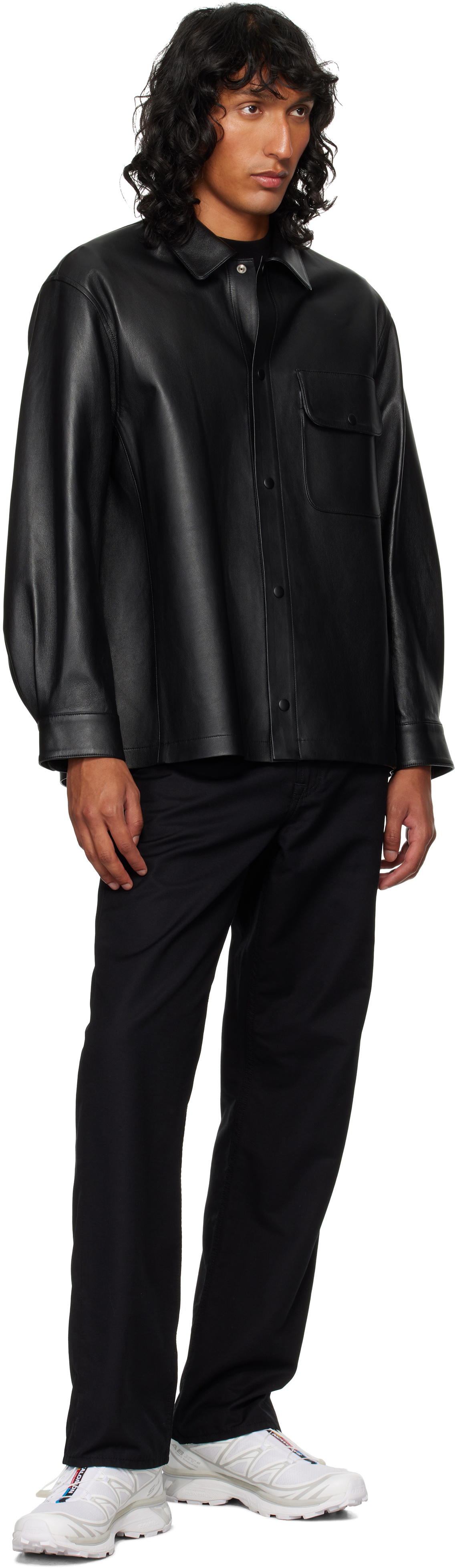 DOCUMENT Black Shirting Leather Jacket