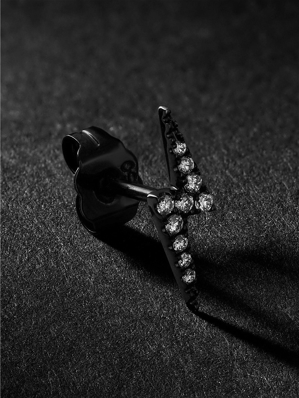 Photo: Maria Tash - Lightning Bolt 11mm 18-Karat Blackened Gold Diamond Single Earring