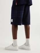 Thom Browne - Straight-Leg Striped Cotton-Jersey Drawstring Shorts - Blue