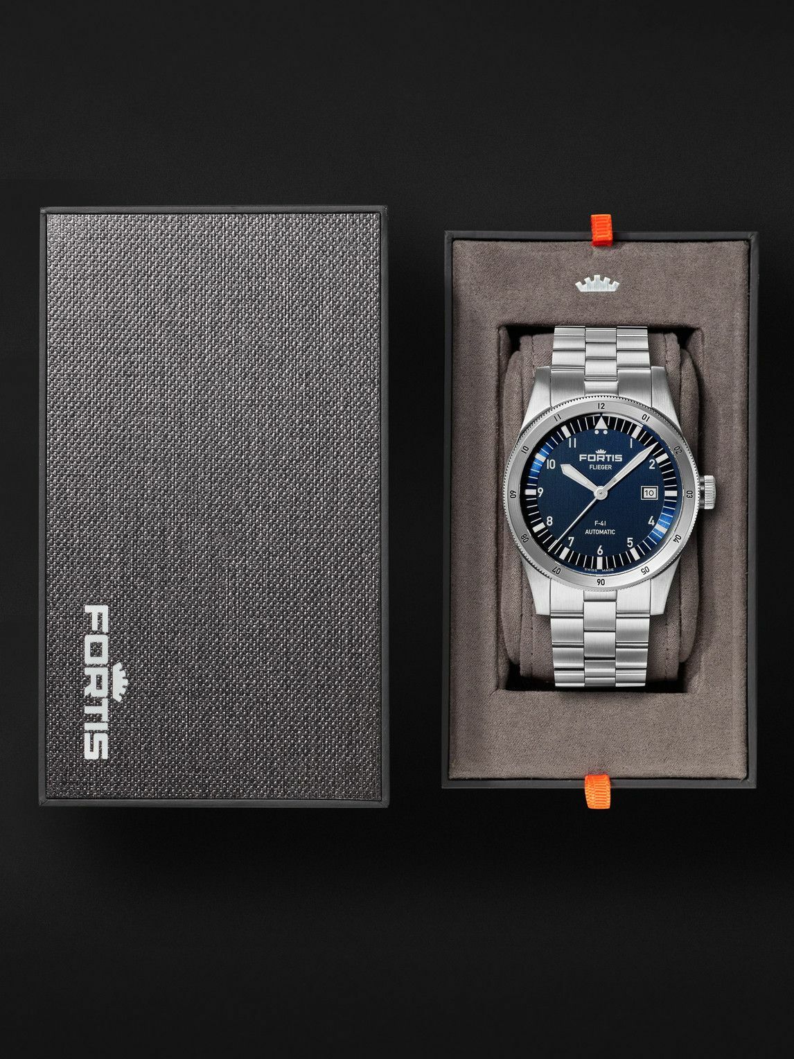 Fortis - Flieger F-41 Automatic GMT 41mm Recycled Stainless Steel Watch, Ref. No. F4220024