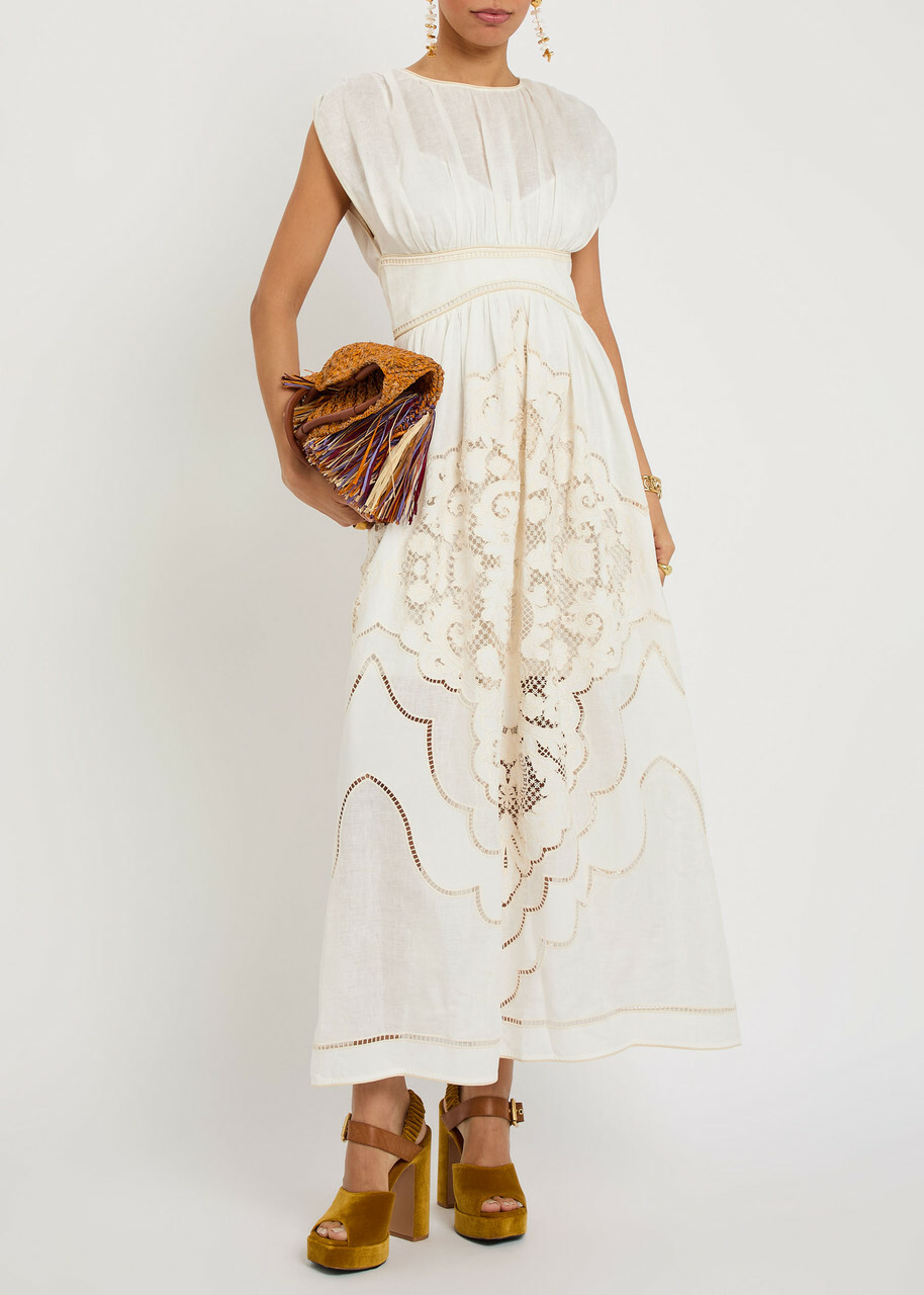 Zimmermann Daylight Embroidered Woven Maxi Dress Cream