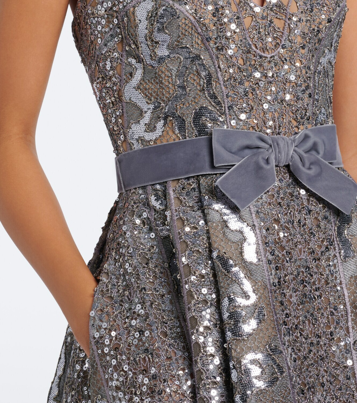 Elie Saab Sequined tulle bustier dress