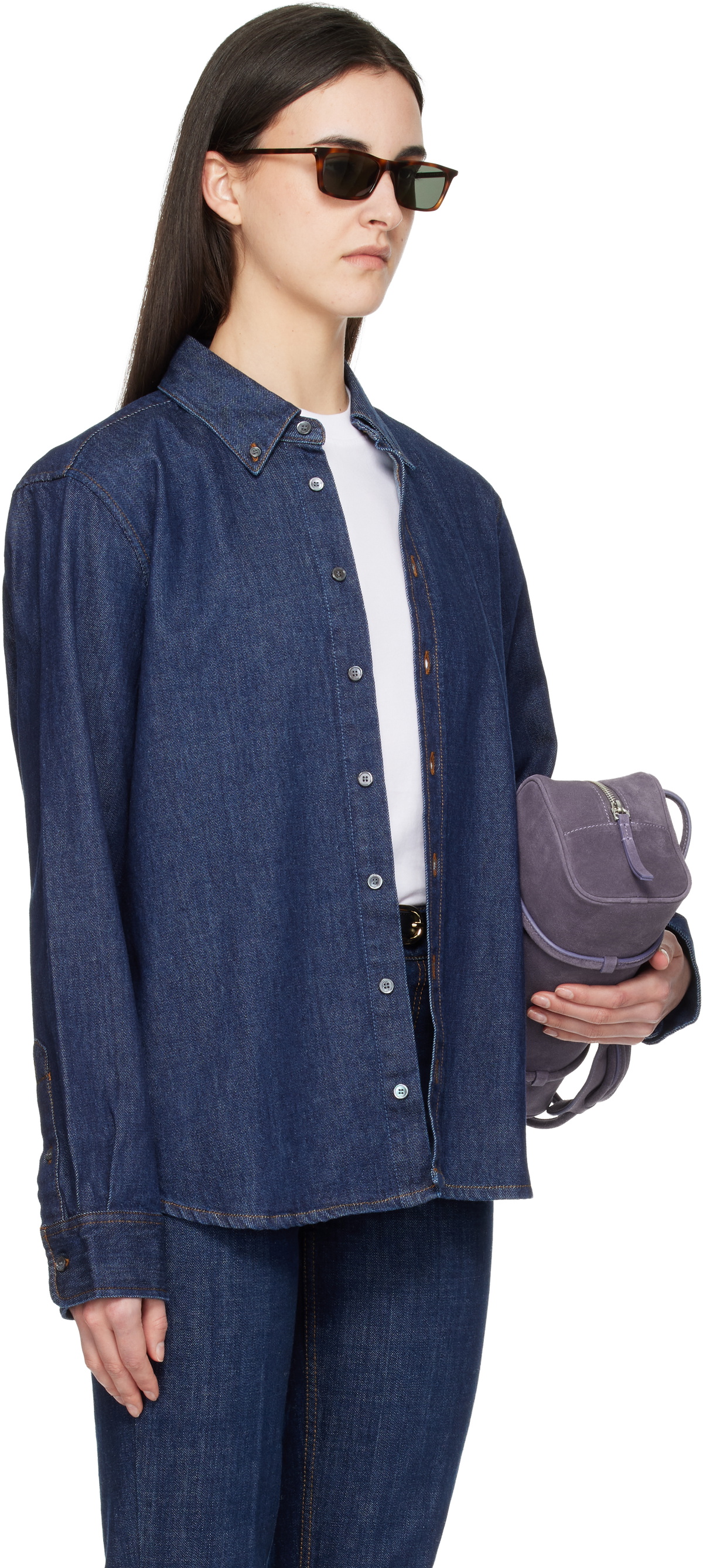 AMI Paris Blue Denim Cotton Ami de Coeur Shirt