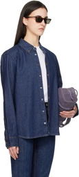 AMI Paris Blue Denim Cotton Ami de Coeur Shirt