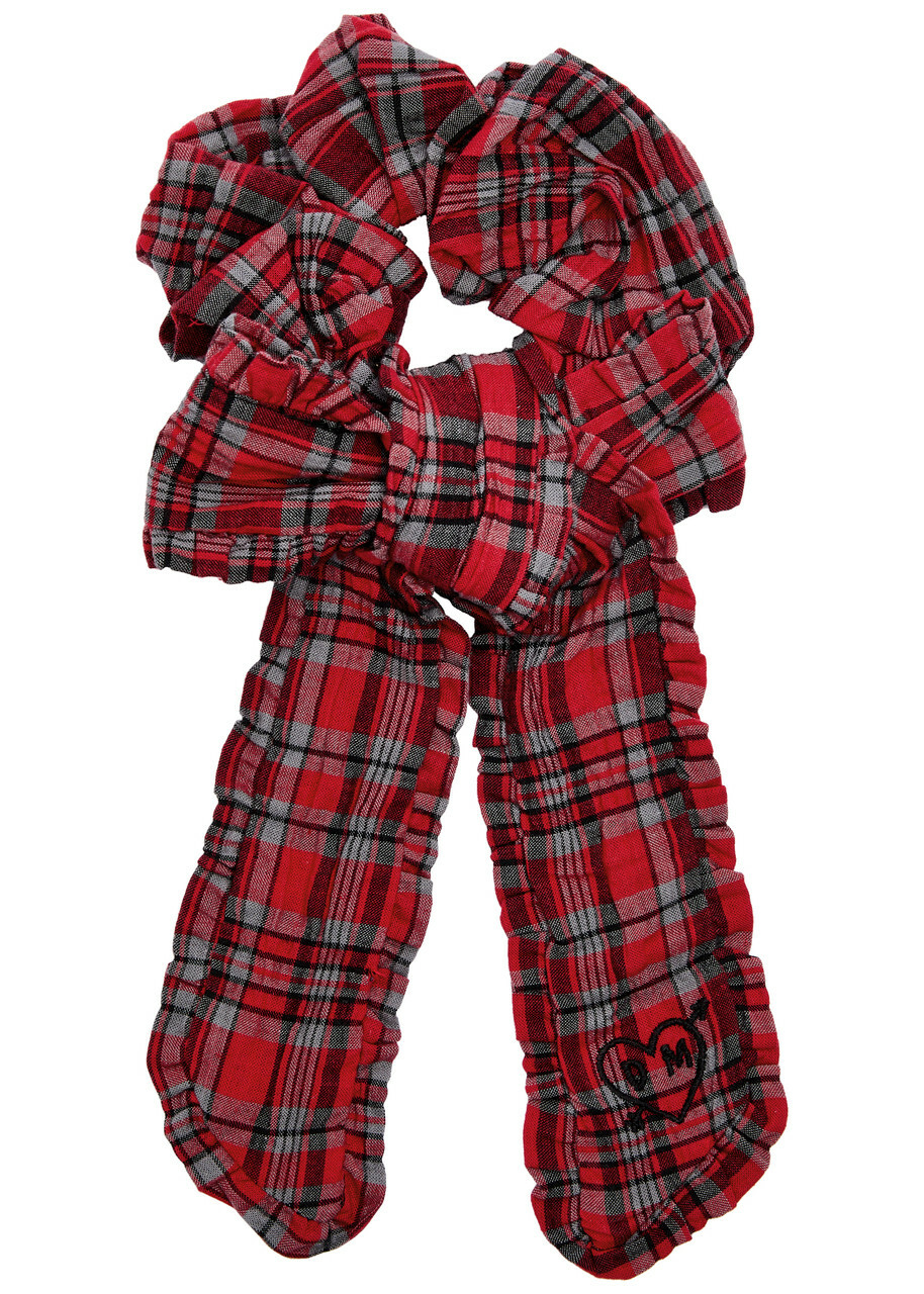 Damson Madder Checked bow Scrunchie - Red - One Size Damson  display picture 3