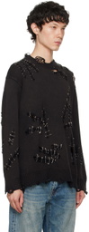 R13 Black Slashed Boyfriend Sweater