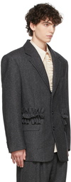 Molly Goddard Grey Wool Frills Blazer