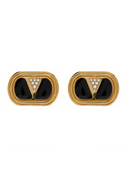 Valentino Ovalette Vlogo Enamelled Stud Earrings - Black - One Size