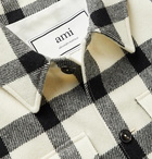 AMI - Windowpane-Checked Virgin Wool Overshirt - Neutrals