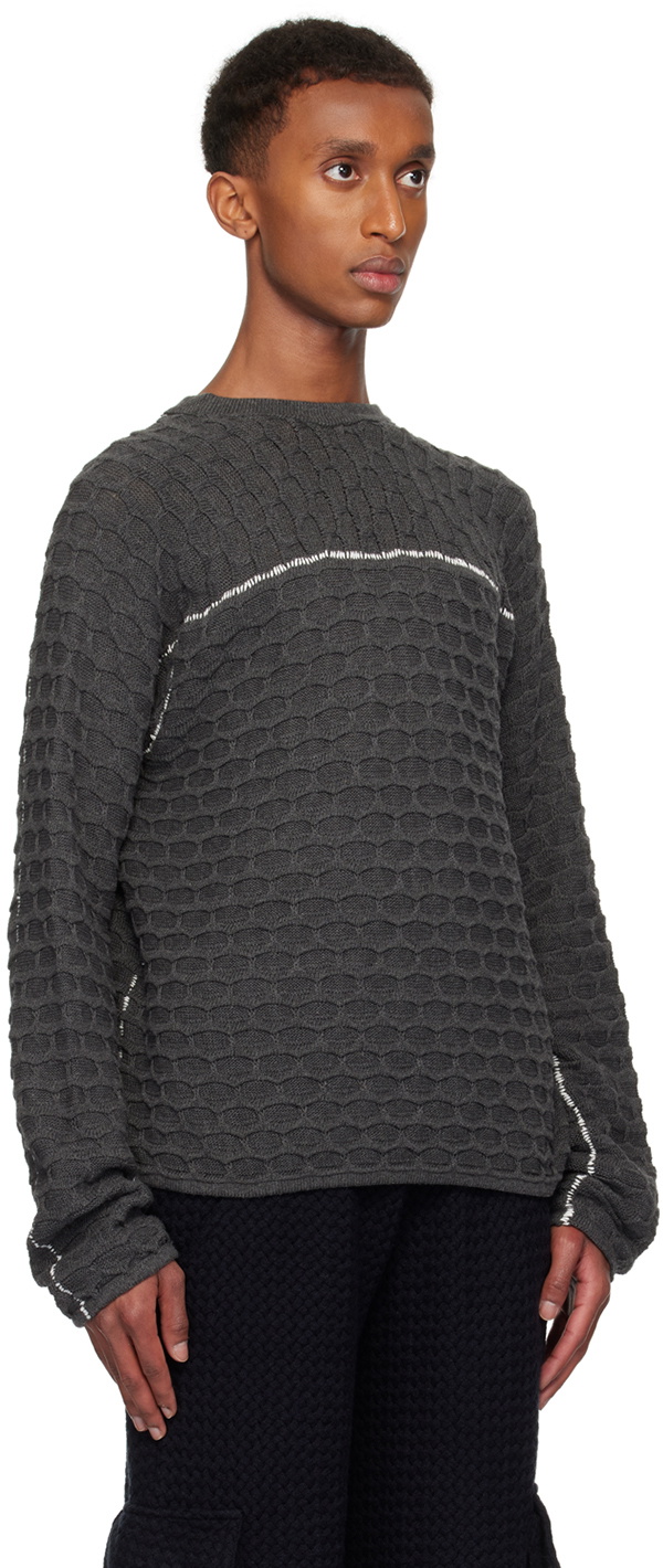 Isa Boulder SSENSE Exclusive Gray Hexagon Sweater Isa Boulder