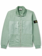 Stone Island - Logo-Appliquéd Twill-Panelled Cotton-Blend Jersey Zip-Up Sweatshirt - Green