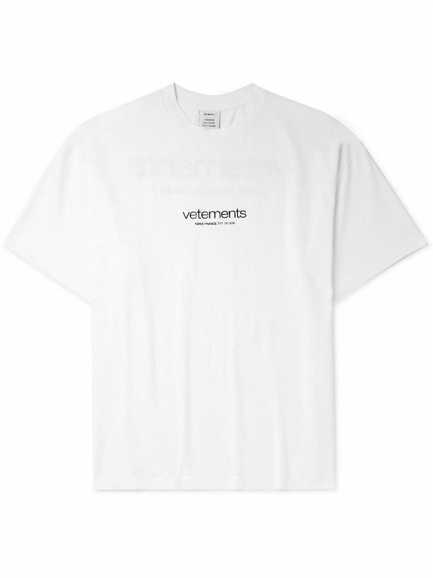 Photo: VETEMENTS - Logo-Appliquéd Cotton-Jersey T-Shirt - White