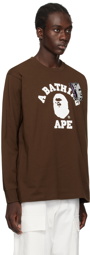 BAPE Brown Mad Face College Long Sleeve T-Shirt