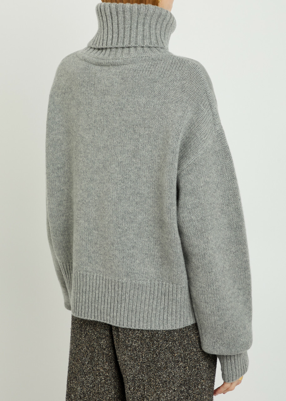 Extreme Cashmere N°434 Crop Xtra Roll-neck Cashmere Jumper - Grey - One Size
