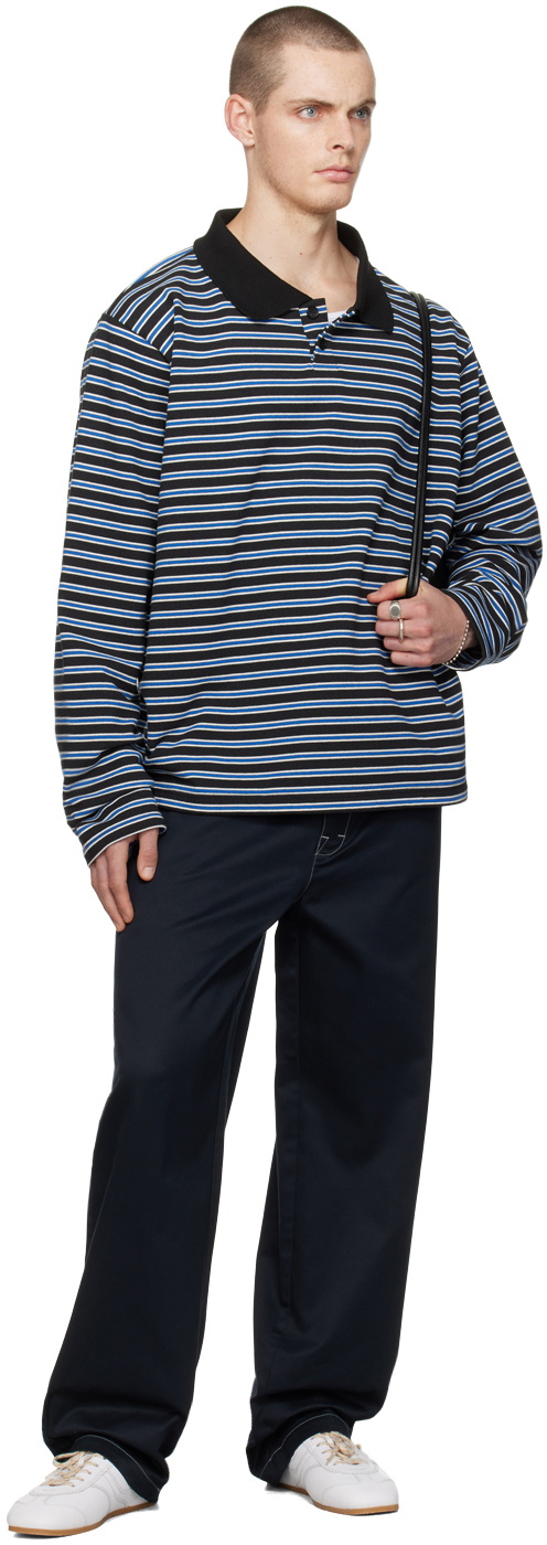 Still Kelly Black & Blue Striped Sweatshirt Polo
