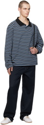 Still Kelly Black & Blue Striped Sweatshirt Polo