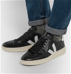 Veja - V-12 Bastille Rubber-Trimmed Leather Sneakers - Men - Black