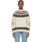 Stefan Cooke Off-White and Brown Wool Slashed Sweater