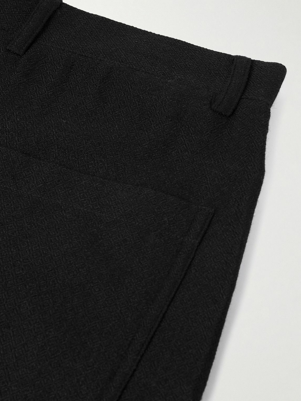 Kartik Research - Manari Straight-Leg Embroidered Textured-Wool Trousers - Black