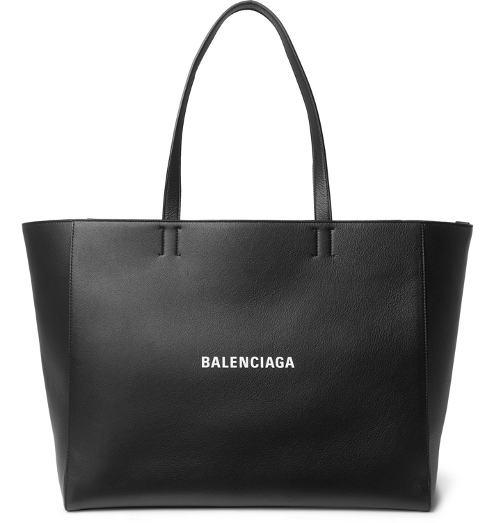 Photo: Balenciaga - Logo-Print Leather Tote Bag - Black