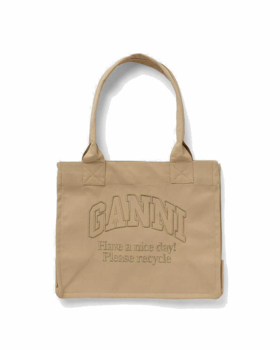 Photo: Ganni Large Easy Shopper Beige - Womens - Tote & Shopping Bags
