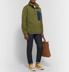 Alex Mill - Shell-Trimmed Loopback Cotton-Jersey Half-Placket Sweatshirt - Army green