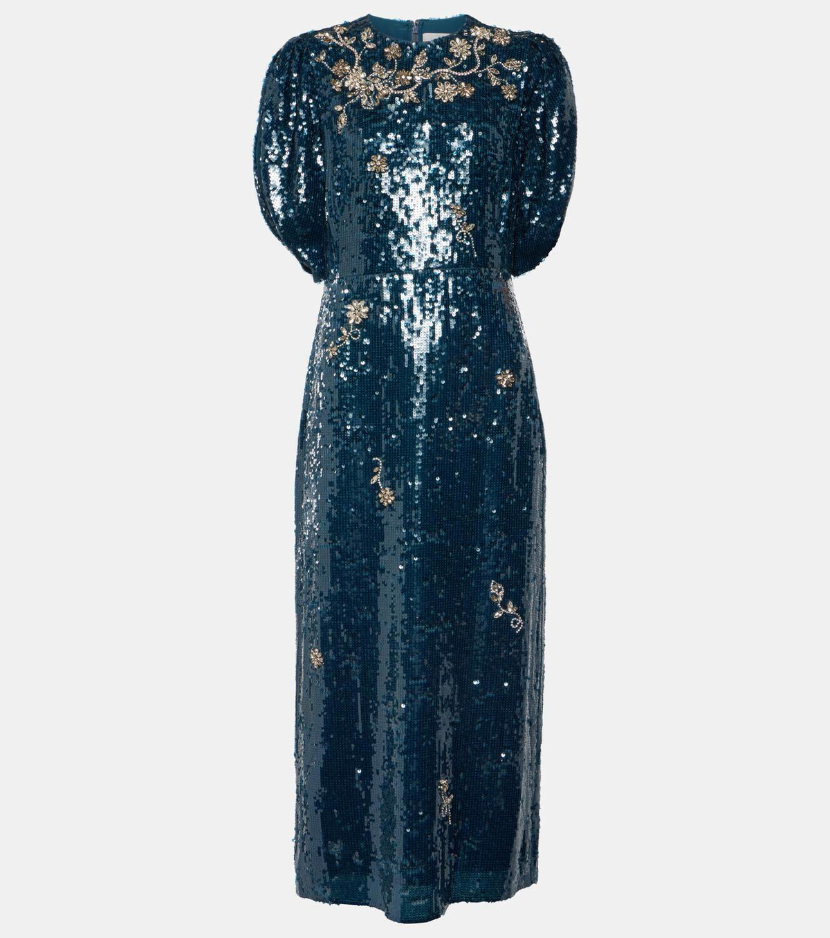 erdem dress blue Embellished Mikado Midi Dress by ERDEM