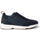 Loro Piana - Modular Walk Leather-Trimmed Canvas and Suede Sneakers - Blue