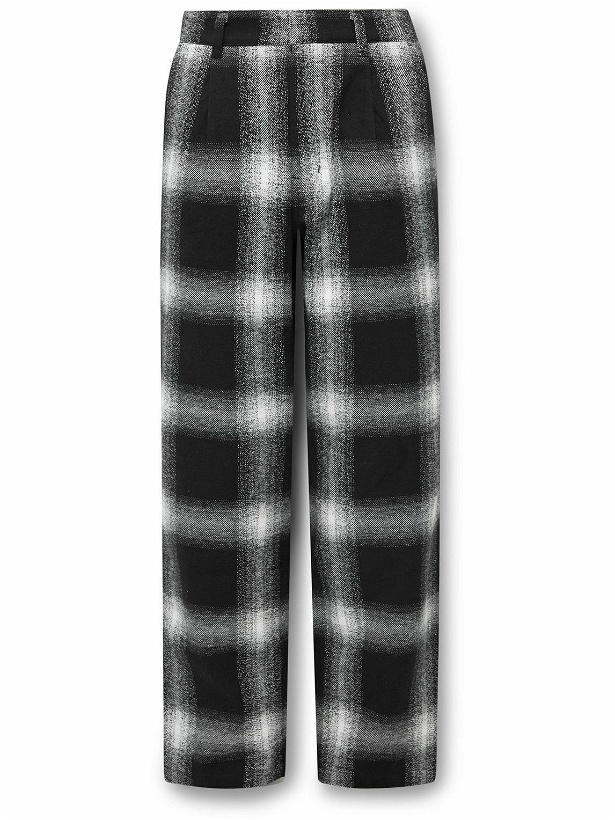 Photo: Saturdays NYC - George Straight-Leg Pleated Checked Cotton-Flannel Trousers - Black