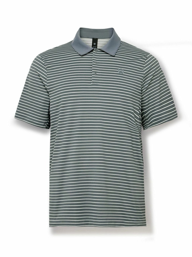 Photo: Lululemon - Logo-Appliquéd Striped Recycled-Piqué Polo Shirt - Gray