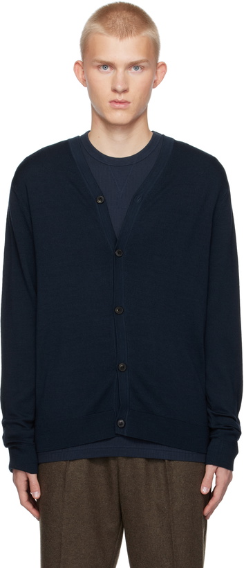 Photo: Sunspel Navy Extra‑Fine Merino Cardigan