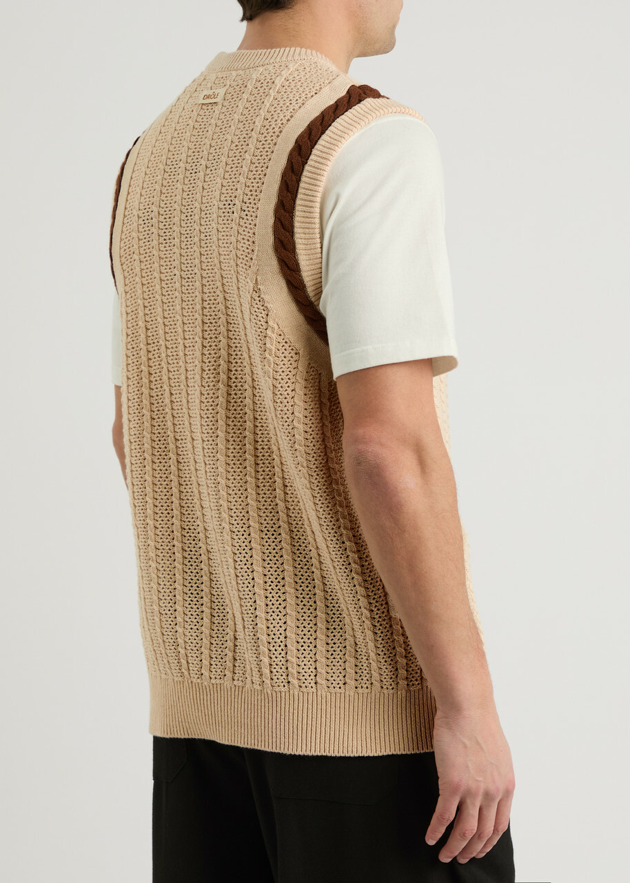 DRÔLE DE Monsieur Le Débardeur Maille Cable-knit Cotton-blend Vest Cream