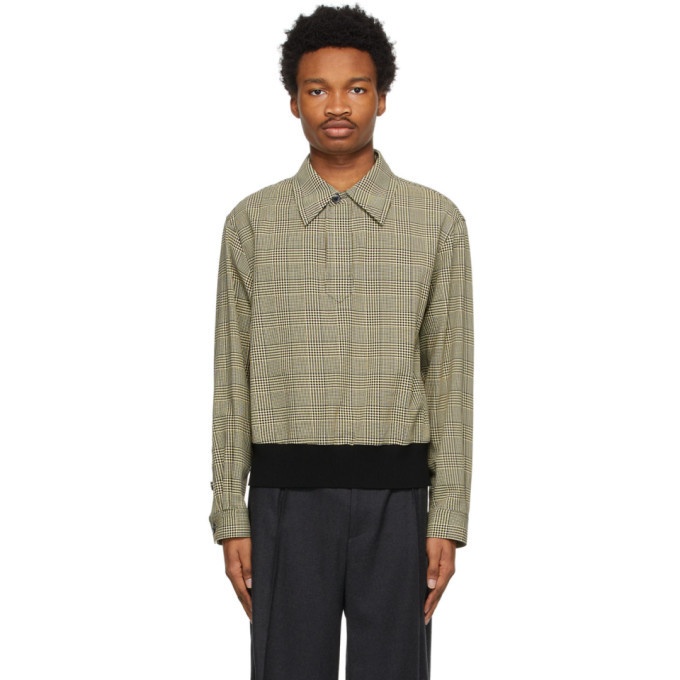 Photo: Dries Van Noten Black and Yellow Houndstooth Long Sleeve Polo