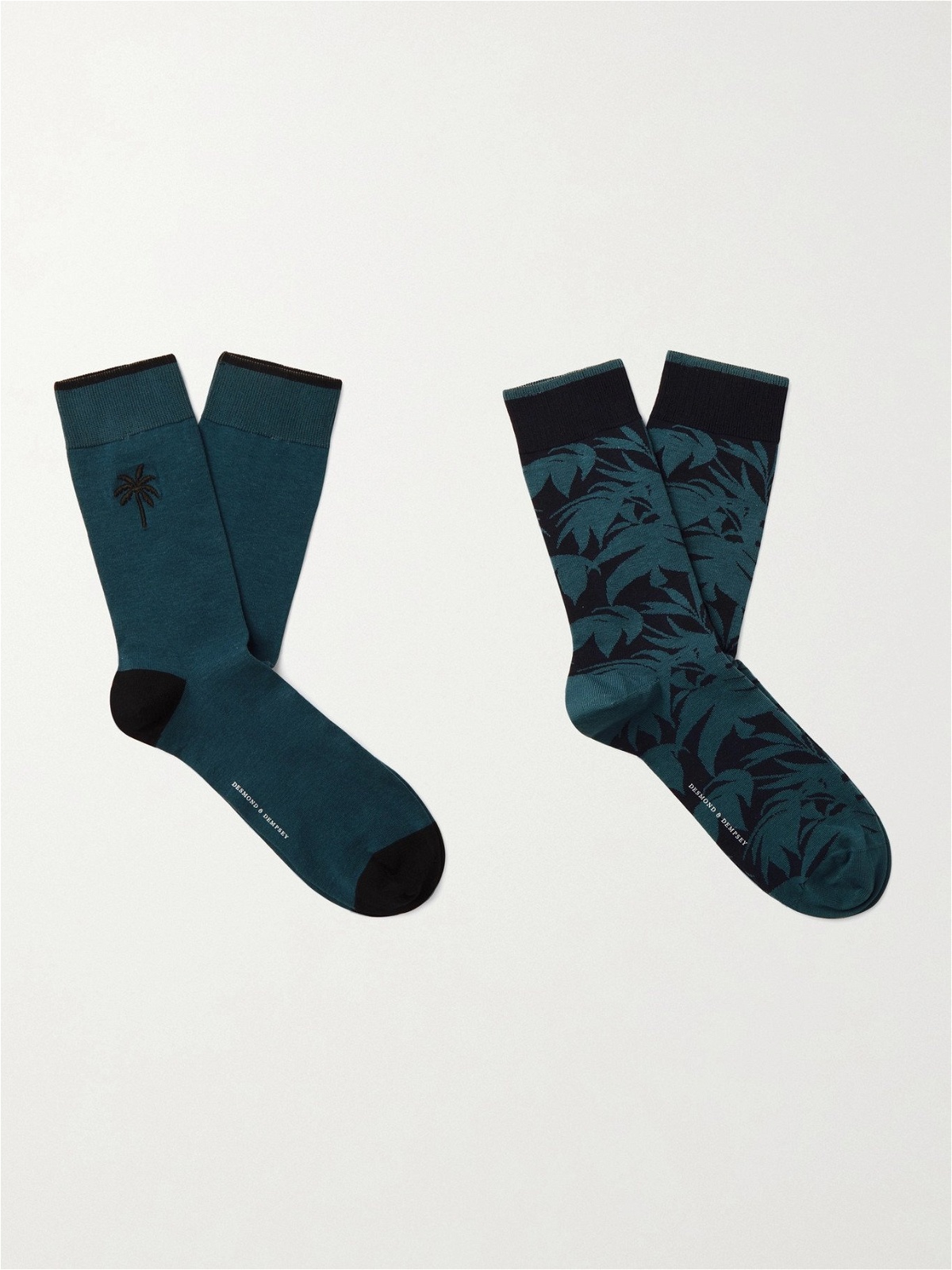 Photo: DESMOND & DEMPSEY - Two-Pack Intarsia Cotton-Blend Socks - Blue