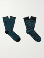 DESMOND & DEMPSEY - Two-Pack Intarsia Cotton-Blend Socks - Blue