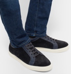 Brunello Cucinelli - Leather-Trimmed Suede and Corduroy Sneakers - Men - Navy