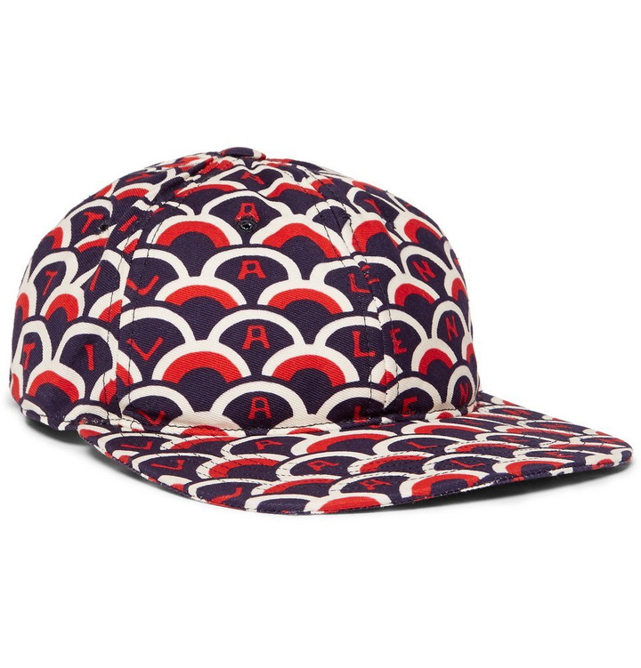 Photo: Valentino - Printed Cotton-Twill Baseball Cap - Navy